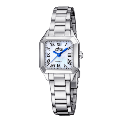 Reloj LOTUS Mujer OLD MONEY Acero Cuadrado Esfera Blanca Con Números Romanos