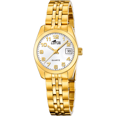 Reloj LOTUS Mujer OLD MONEY Acero Dorado Esfera Blanca Con Números