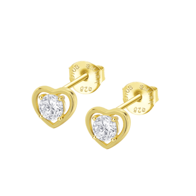Pendientes Mujer Plata Dorada LOTUS SILVER MOMENTS Corazón Circonita Grande Centro