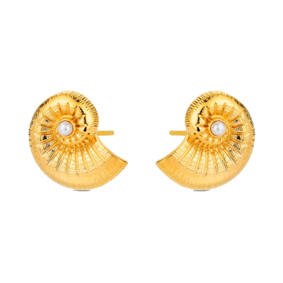 Pendientes ROCÍO MARTÍN Acero Dorado Caracola con Perla