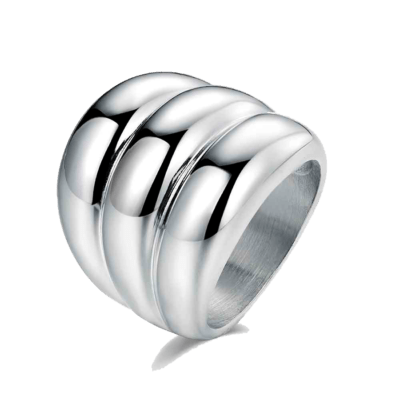 Anillo ROCÍO MARTÍN Acero Bañado en Platino Triple Bombé