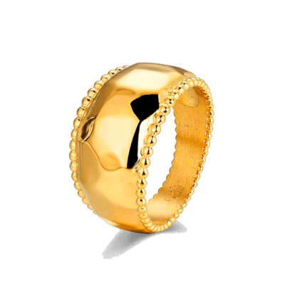 Anillo ROCÍO MARTÍN Acero Dorado Bombé Bisel Bolitas