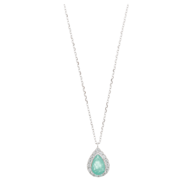 Collar SALVATORE Plata Rodiada Cristal Verde Menta Hielo