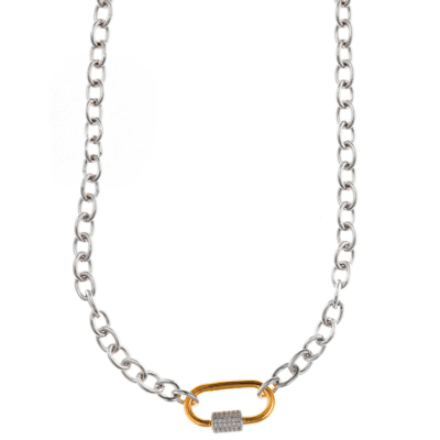 Collar SALVATORE Plata Rodiada Y Eslabón Dorado