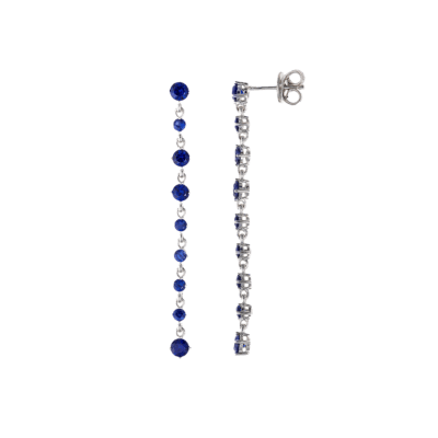 Pendientes Largos SALVATORE Plata Rodiada Zafiros