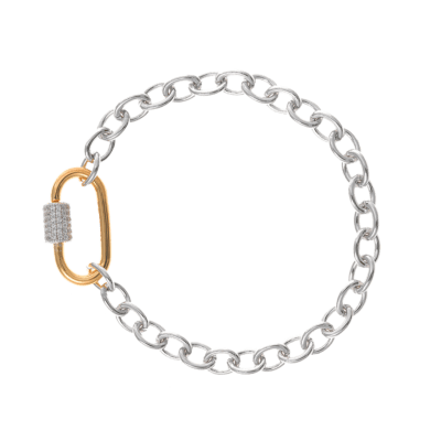 Pulsera SALVATORE Plata Rodiada Y Eslabón Dorado