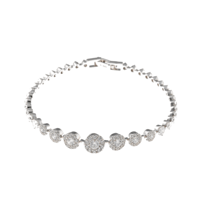 Pulsera SALVATORE Plata Rodiada Circonitas Blancas Redondas Talla Brillante