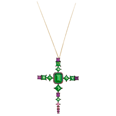 Cruz SALVATORE Plata Chapada Cristal Tsavorite