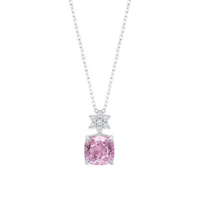 Collar LOTUS SILVER Mujer BEYOND CLASSICS Plata Circonita Rosa Flor Blanca
