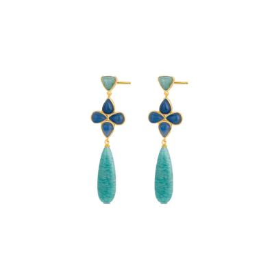 Pendientes Plata Chapada LA VIDA Amazonita Y Lapislázuli