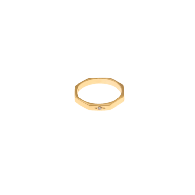 Anillo SALVATORE Plata Dorada Geométrica Estrella Polar Circonita Blanca