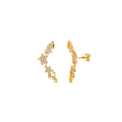 Pendientes SALVATORE Trepador Plata Dorada Estrellas