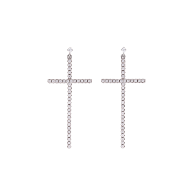 Pendientes SALVATORE Plata Rodiada Cruz Circonitas