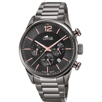 Reloj LOTUS Hombre CHRONO Acero Negro con Rosé