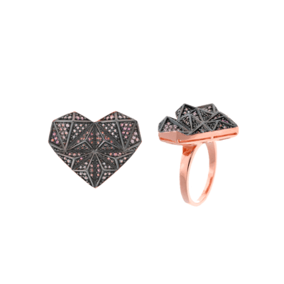 Anillo SALVATORE Plata Rosé Corazón Poliedro