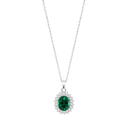 Collar LOTUS SILVER Plata BEYOND CLASSICS Rosetón LadyDi Verde