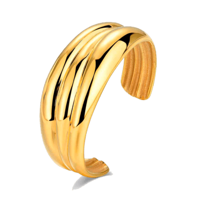 Brazalete ROCÍO MARTÍN Acero Dorado Gallonado Abierto