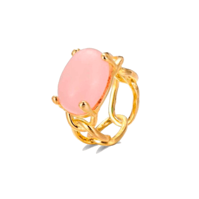 Anillo Plata Chapada LA VIDA Cuarzo Rosa