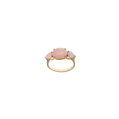 Anillo SALVATORE Plata Dorada Cuarzo Rosa