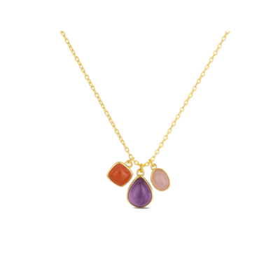 Collar Plata Chapada LA VIDA Amatista, Cuarzo Rosa Y Aventurina