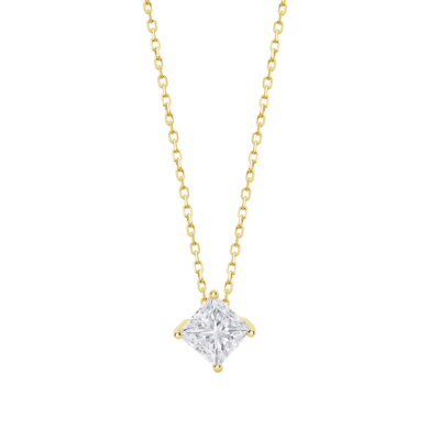 Collar LOTUS SILVER Mujer ESSENTIALS Plata Dorada Circonita Rombo