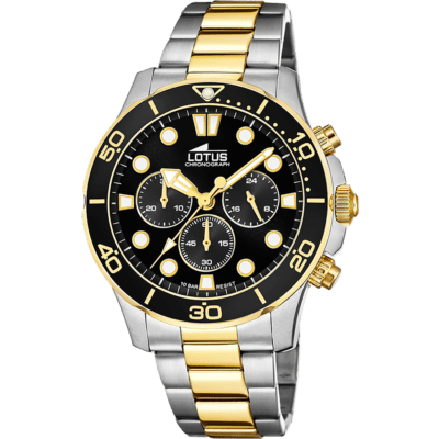 Reloj LOTUS Hombre EXCELLENT Acero Bicolor Crono Bisel Y Esfera Negra