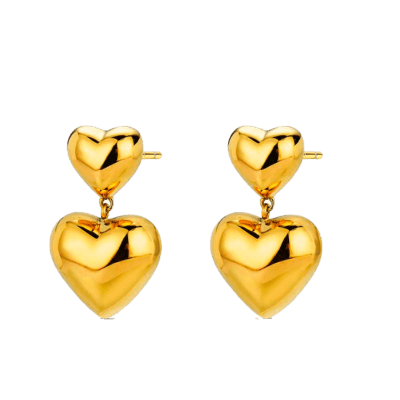 Pendientes ROCÍO MARTÍN Acero Dorado Doble Corazón