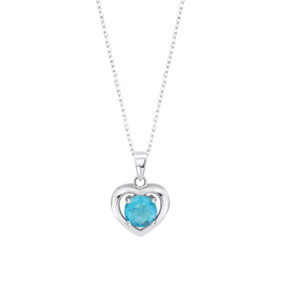 Collar Mujer Plata LOTUS SILVER MOMENTS Corazón Circonita Azul Grande Centro