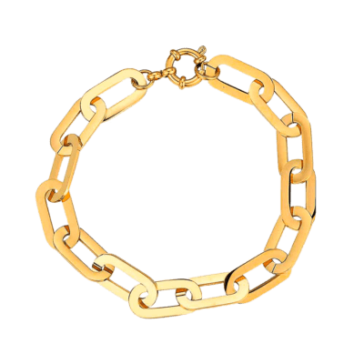 Pulsera ROCÍO MARTÍN Acero Dorado Eslabón Plano Forzado Oval