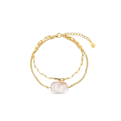 Pulsera Doble Plata Chapada LA VIDA Perla