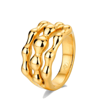 Anillo ROCÍO MARTÍN Acero Dorado Tres Cuerpos