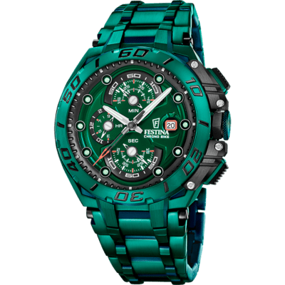 Reloj FESTINA Hombre EDICIÓN ESPECIAL CHRONOBIKE Verde Doble Correa Acero Y Caucho