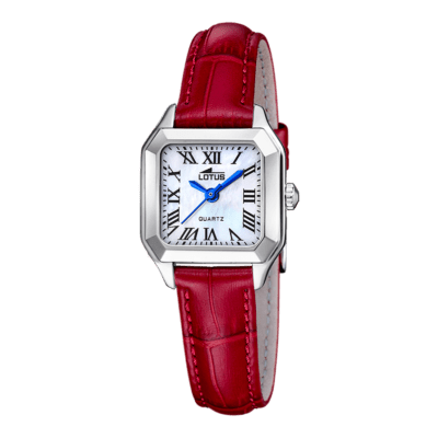Reloj LOTUS Mujer OLD MONEY Correa Roja Cuadrado Esfera Blanca Con Números Romanos