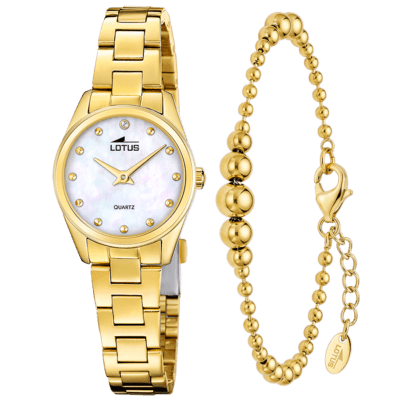 Reloj LOTUS Mujer 2GETHER Acero Dorado Esfera Blanca CON PULSERA