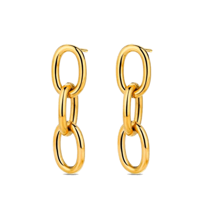 Pendientes ROCÍO MARTÍN Acero Dorado Triple Eslabón Oval