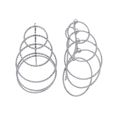 Pendientes SALVATORE Gancho Plata Rodiada Con Aros Diamantados
