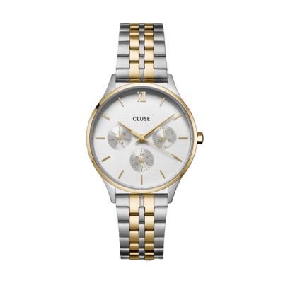 Reloj CLUSE Mujer Acero Bicolor MINUIT MULTIFUNCTION Esfera Blanca