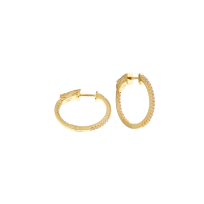 Pendientes Aro SALVATORE Plata Dorada Circonitas Blancas 20mm