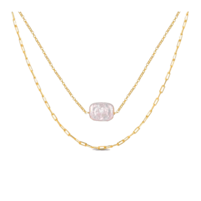Collar Doble Plata Chapada LA VIDA Perla