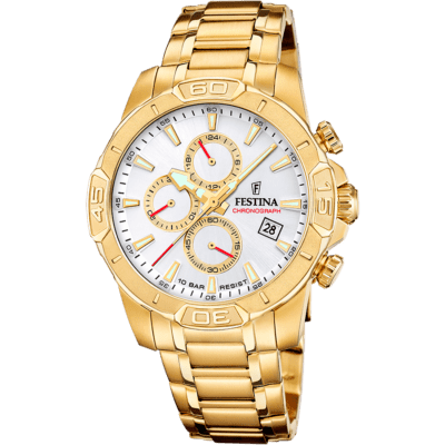 Reloj FESTINA Hombre TIMELESS CHRONOGRAPH Acero Dorado Esfera Blanca