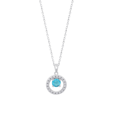Collar LOTUS SILVER Mujer ESSENTIALS Plata Circonita Azul Círculo