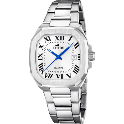 Reloj LOTUS Hombre SQUARE SERIES Acero Esfera Blanca Números Romanos