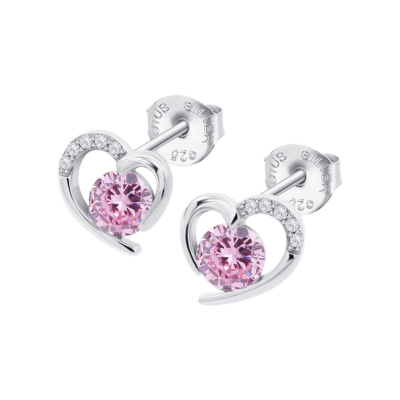 Pendientes Plata Mujer LOTUS SILVER MOMENTS Corazón Abierto Circonita Central Rosa