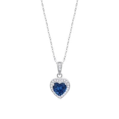 Collar LOTUS SILVER Plata MOMENTS Corazón Azul Y Blanco