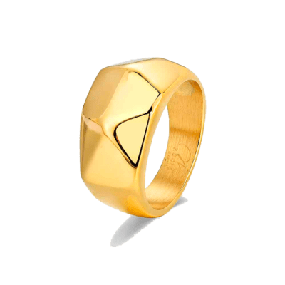 Anillo ROCÍO MARTÍN Acero Dorado Bombé Facetado Irregular