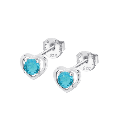 Pendientes Mujer Plata LOTUS SILVER MOMENTS Corazón Circonita Azul Grande Centro