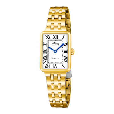 Reloj LOTUS Mujer 2GETHER Acero Dorado Esfera Cuadrada Blanca Aguja Azul CON PULSERA