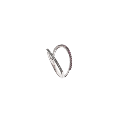 Anillo SALVATORE Plata Rodiada Doble Espinel Y Rubi