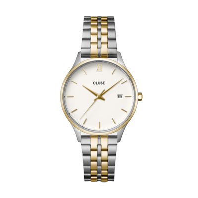 Reloj CLUSE Mujer Acero Bicolor MINUIT DATE Esfera Blanca
