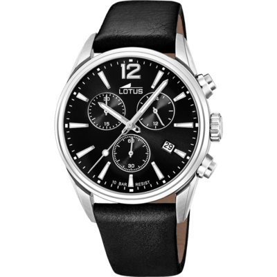Reloj LOTUS Hombre CHRONO Esfera Negra Correa Piel Negro